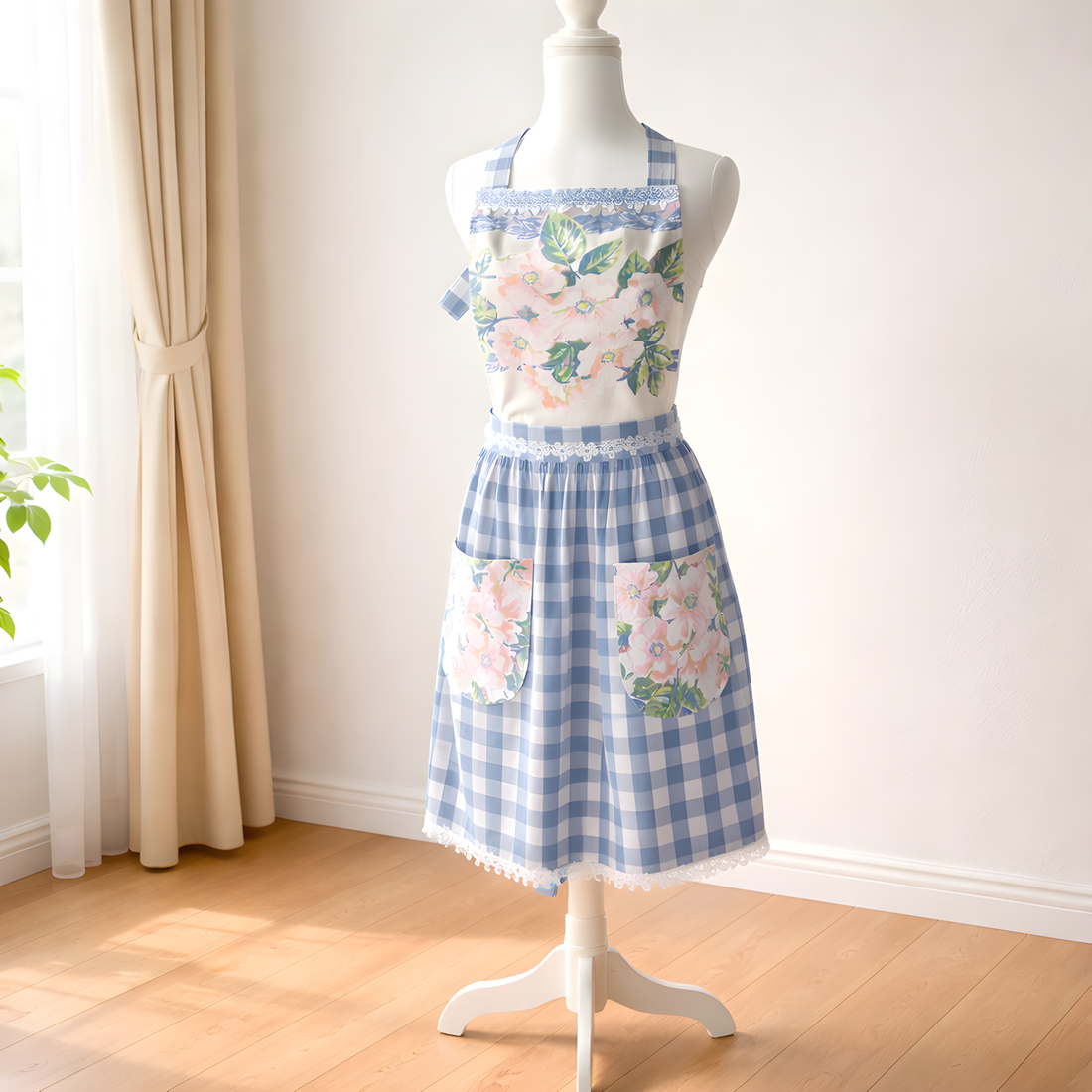 Adult aprons made from vintage table linens and paired with fabrics of today