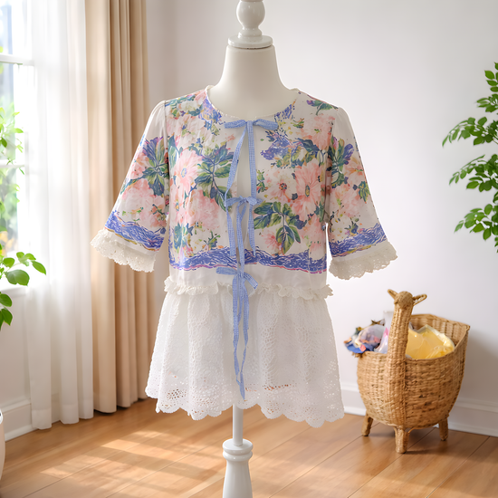 Adult top made from vintage linens      Size Large