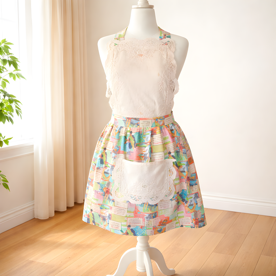 Adult apron made from vintage table linens   One size fits most